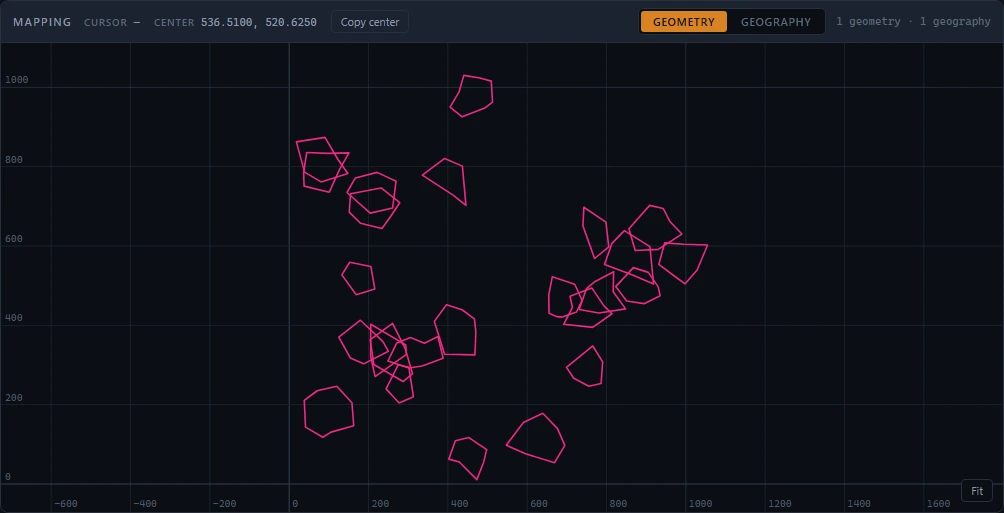 The Geometry tab, plotting polygons on graph paper